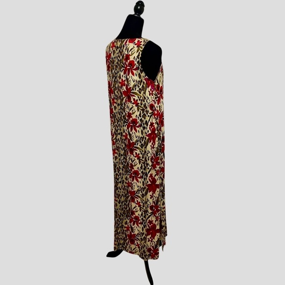 Notations Tan Red Sleeveless Animal/Floral Print Maxi Dress Size M - Picture 4 of 9